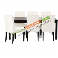 Salle à manger noir et chaises blancs